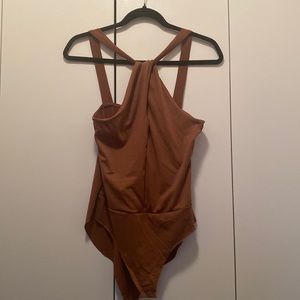 Brown keyhole cutout bodysuit